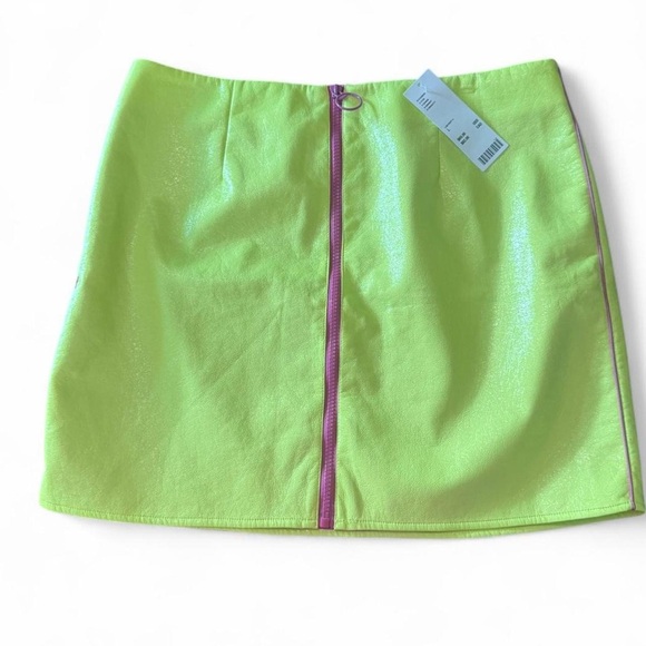 Urban Outfitters Neon Green/yellow Mini Skirt with Purple zipper - Picture 2 of 5